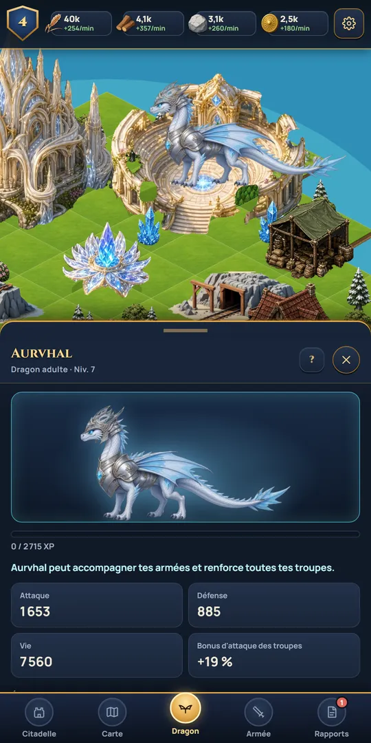 Dragon of Rahl screenshot: Aurvhal, your ice dragon
